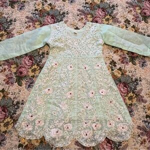 Embroidered Mint Green Pakistani-style Dress